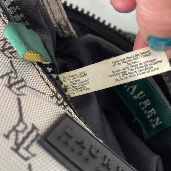 VINTAGE Y2K Lauren Ralph Lauren Black Grey Signature Monogram Shoulder Bag - Picture 15 of 16